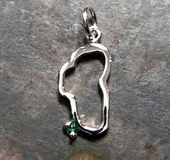 Medium Sterling Silver Lake Tahoe Outline Charm with One Round Chatham