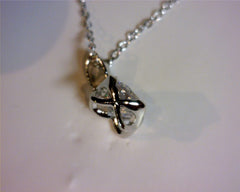 Sterling Silver Rhodium Plated Pendant with one round Cubic Zirconia a