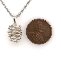 Small Sterling Silver Alder Pine Cone Pendant -2.1g