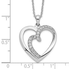 Silver "Two Souls Lived As One" Heart Pedant with CZs on Chain
