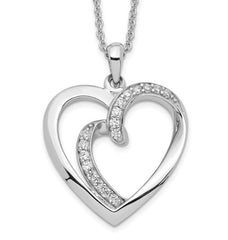 Silver "Two Souls Lived As One" Heart Pedant with CZs on Chain