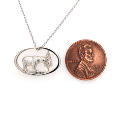 Sterling Silver Bear and Tree Pendant on an 18" Rolo Chain