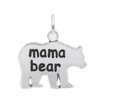 Sterling Silver with Rhodium Plating Mama Bear Charm.
