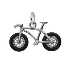 Sterling Silver with Rhodium Plating Bike Charm.
