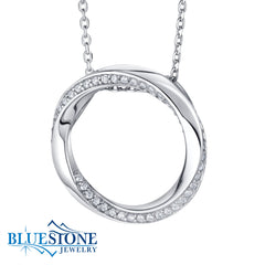 Sterling Silver Circle Pendant with CZ- 16"