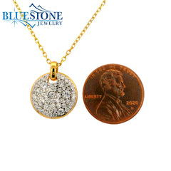 14K Yellow Gold Plated Circle Pendant with CZs- 20"