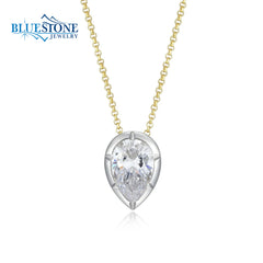 Silver & Gold Necklace with CZ- 19"