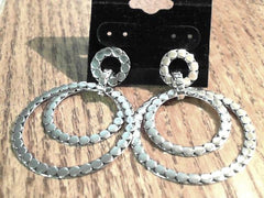 Sterling Silver Stud Drop Double Hoop Earring