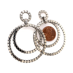 Sterling Silver Stud Drop Double Hoop Earrings