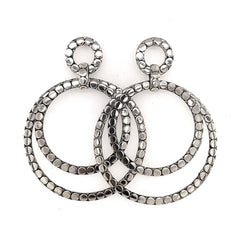 Sterling Silver Stud Drop Double Hoop Earrings