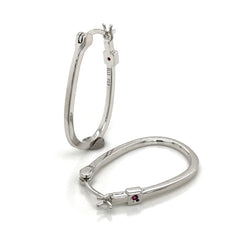 Sterling Silver U-Shaped Hoop Earrings - 1 Inch