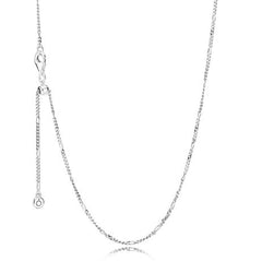 28" Adjustable Sterling Silver Diamond Cut Curb Chain