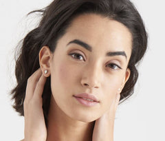 Silver Stud Earrings with Created Opals