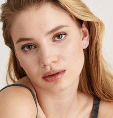 Silver Stud Earrings with Turquoise