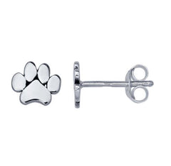 Sterling Silver Paw Print Stud Earrings