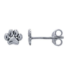 Sterling Silver Paw Print Stud Earrings