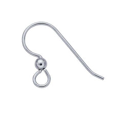 Sterling Silver Platinum-Plated Ear Wire with Loop and Bead. (Sold as