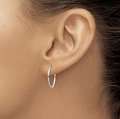 Sterling Silver 1.3mm Endless Hoop Earrings 19mm tall/wide