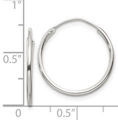 Sterling Silver 1.3mm Endless Hoop Earrings 19mm tall/wide