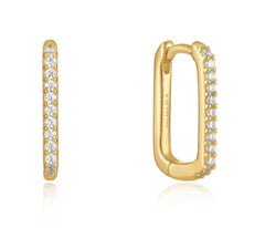 Sterling Silver with 14 Karat Yellow Gold Plated Hoop Earrings with 24