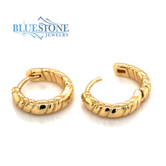 14K Gold Plated Twisted Huggie Earrings