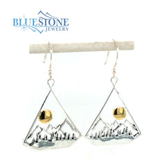 Sterling Silver Mountain and Full Moon Earrings