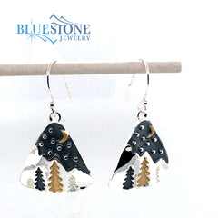 Sterling Silver Mountain and Night Sky Earrings