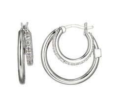 Sterling Silver Hoop Earrings with Cubic Zirconias