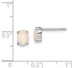 Sterling Silver Created White Opal Stud Earrings