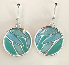 Sterling Silver Teal Leaf Earrings