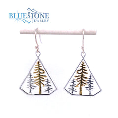 Sterling Silver and Gold Tree Earrings
