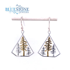 Sterling Silver and Gold Tree Earrings