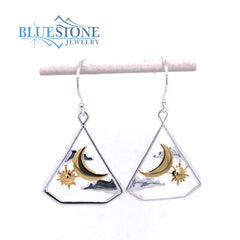 Sterling Silver Cloud and Moon Earrings