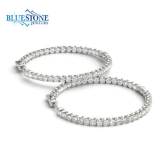 Silver Hoop Earrings with CZs -30mm Wide