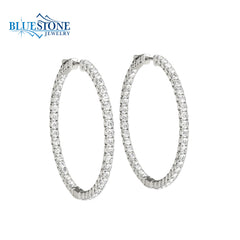 Silver Hoop Earrings with CZs -30mm Wide