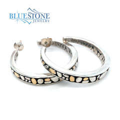 Two-Tone Pebble Hoop Earrings - 1.5"