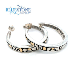 Two-Tone Pebble Hoop Earrings - 1.5"