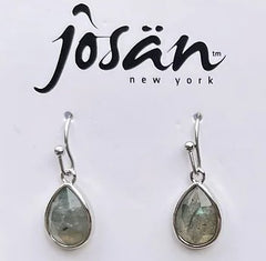 Sterling Silver Labradorite Drop Earrings with French Hooks. Measures