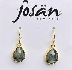 Sterling Silver Gold Plated Labradorite Drop Earrings with French Hook