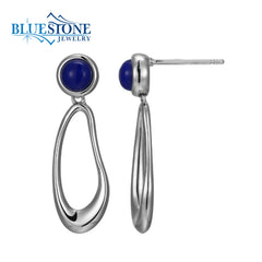 Sterling Silver Stud Earrings with Blue Opals