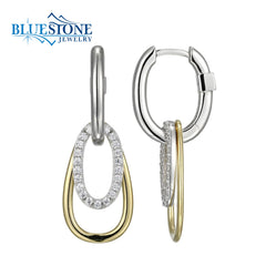 Silver and Gold Earrings with CZ's