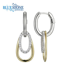 Sterling Silver and 14 Karat Yellow Gold Plated Earrings with CZ's