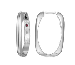 Sterling Silver Rhodium Plated Rectangular Hoop Earrings