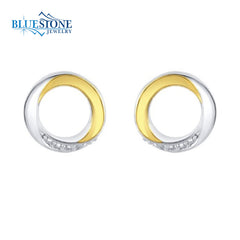 Silver and Gold Earrings with CZs