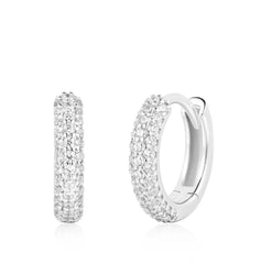 Silver Pave Huggie Earrings with CZs