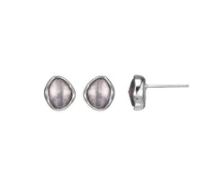 Sterling Silver Rhodium Stud Earrings with Amethyst