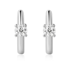 Silver Huggie Hoop Earrings with Cubic Zirconias