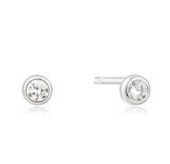 Silver Solitaire Cubic Zirconia Stud Earrings