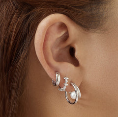 Silver Dome Huggie Earrings