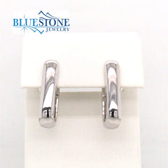 Sterling Silver Rhodium Plated Wide Paper Clip Hoops